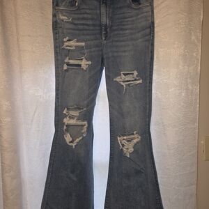 American Eagle Outfitters Ripped Blue Wide Leg Jeans